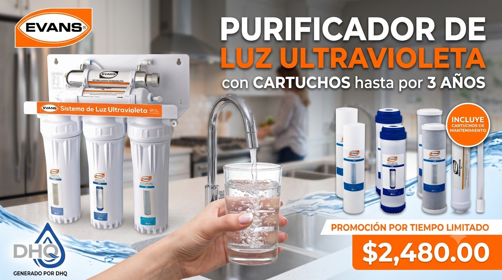 Página promocional de productos evans